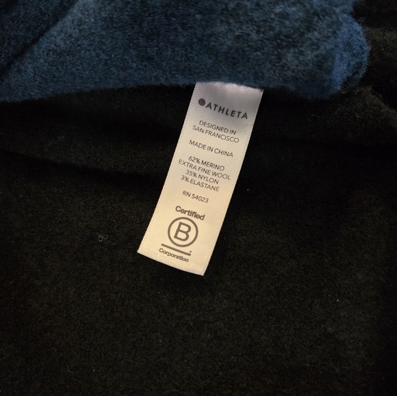 Athleta Transit Merino Wool Blend Colorblock Turtleneck Teal/Black Sweater - Picture 17 of 17